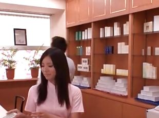 Cute asian nurse caught in a hot threesome at work