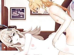 Kirara and Aether have intense sex in the bedroom. - Genshin Impact Hentai