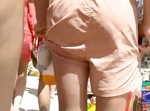 Candid fat ass pawg bikini walking