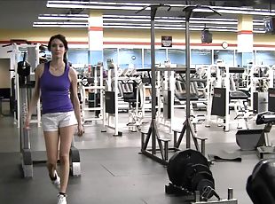 Solo clip of Aiden demonstrating her pussy and tits in a gym