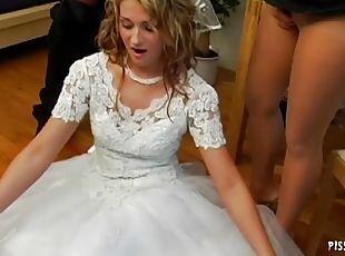 Blonde bride enjoys a hardcore pissing fetish foursome