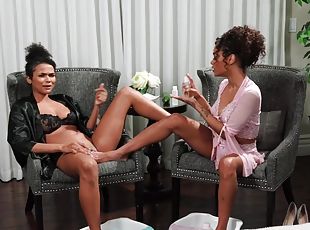 Two dark-skinned lesbians enjoying each other's company