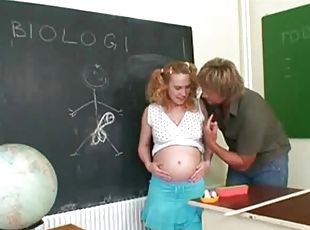 enceintes, étudiante, enseignant, salle-de-classe