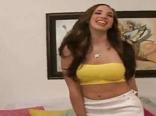 This bitch with nice big tits is fucking doggystyle for this video and she looks really good