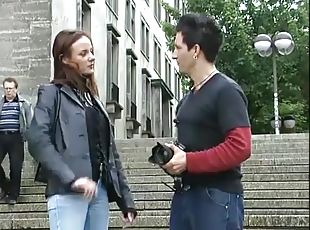 Cute german teen picked up in public for her first porn video tape