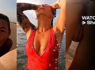 Baywatch! ???? Blowjob during sunset on the beach