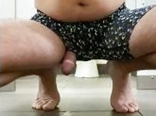 Naked bare feet taking a piss in a public restroom desperate moaning huge relief almost caught