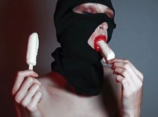 sexy asmr blowjob with ice cream from a girl in a balaclava