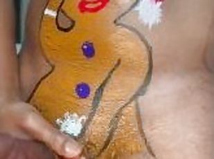 Body paint Gingerbread man cumshot