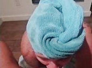 Step mom sucks my cock after shower