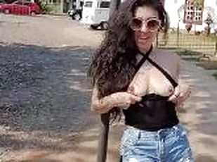 Flashing my tits in the middle of the streets