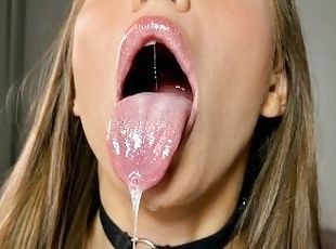 ASMR mouth sounds, amazing licking and a lot of saliva, drool from the mouth