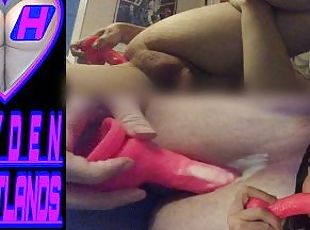masturbation, kvinnligt-sprut, amatör, anal, söt, dildo, ensam, små-bröst