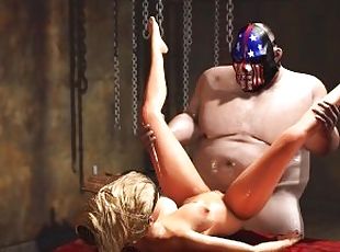 Sex slave young woman gets fucked by a masked man in the basement