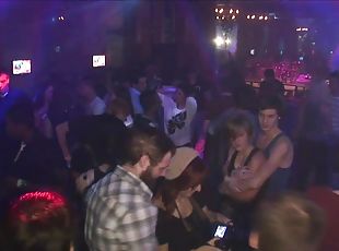 Drunk girls at a club flash their tits and asses on the dance floor