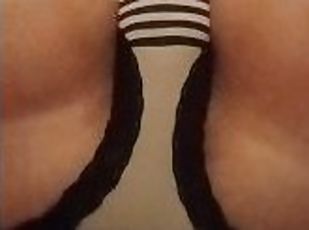 Wetting and rewetting my striped panties