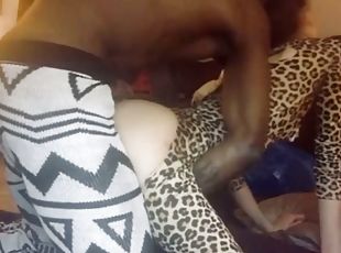 Hot white girl in leopard outfit gets fucked by black guy from behind