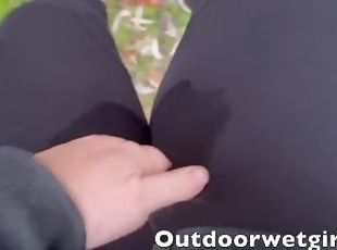Real desperate accident in horse riding leggins outdoors