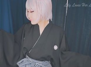 Lily in Kimono and Purple Tabi Socks Masturbating
