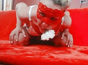 Petite sexy step mom teasing you with White rose in Red lips - Tik Tok Abella Love 1080 HD