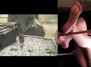 Femboy plays modded dark souls 3 and shows feet and ass