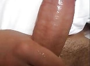 Guy spits on his horny cock to cum
