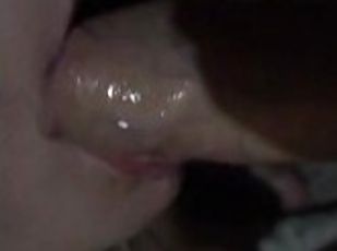 Bitch asked her to cum in her mouth. Got full sperm growth