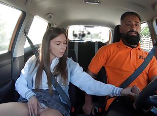 Busty schoolgirl Viks Angel gets fucked in the taxi
