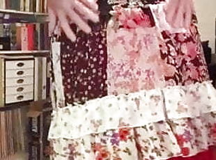 Long red chiffon skirt