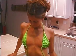 A Lady in Bikini with Small Tits Gets Banged In the Kitchen