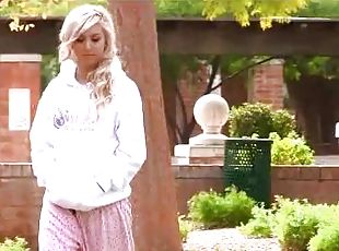 Hot Front Yard Exhibitionism With The Blonde Teen Callie