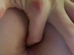fingering and stretching my man pussy - tight little hole.