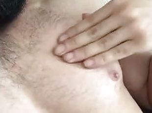 Massaging Huge Chest Muscle Male