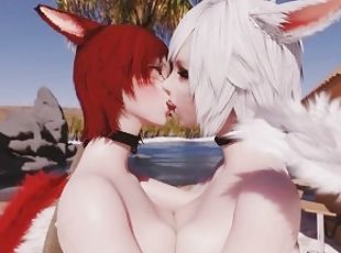 amatőr, leszbikus, csókolózás, anime, fantázia, hentai