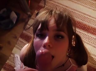 Litle Stepsister Swallows My Cum After I Fuck Her Throat Hard
