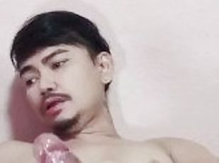 Thai man exercises his dick after to masturbation, lots of sperm