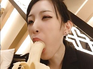 amateur, japonés, a-solas, banana