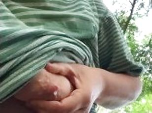 Hike with Milkymama flashing engorged milky filled tits