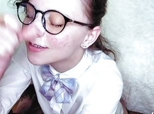 please Cum on my Face and Glasses Russian GF - hiYouth