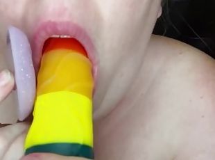 Greedy bisexual cant choose between a rubber cock and a rubber pussy