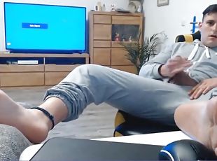 masturbación, adolescente, gay, alemán, pies, webcam, gay-joven