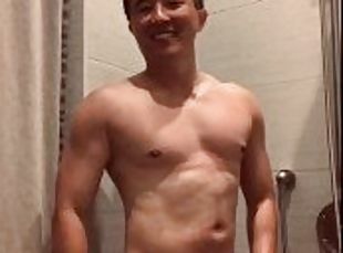 asiático, bañando, amateur, chorro-de-corrida, gay, corrida, ducha, a-solas, realidad