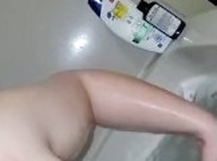 الاستحمام, كبيرة-الثدي, شعر, استمناء, كس-pussy, هواة, وجهة-نظر, سولو
