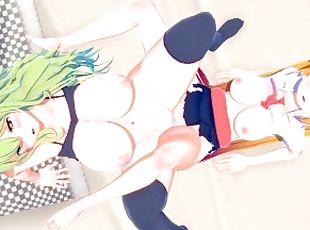 Tooru and Lucoa lesbian scissoring (Miss Kobayashi's Dragon Maid) 3D
