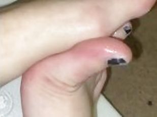 Sexy cum covered feet  feet rubbing on each other lots of noises