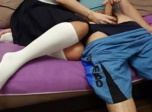 Schoolgirl masturbates dick boyfriend knee socks fetish ????????? ? ??????? ???????????? ?????