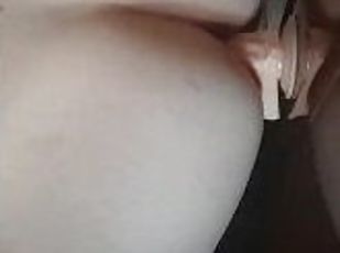 Moaning as i bounce my ass on a suction dildo