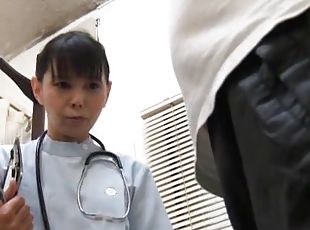 asiático, enfermera, japonés, pareja, natural, fetiche, uniforme, polla