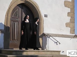 2 stunning natural breasted catholic Nuns go down on each other