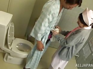 hemşire, japonca, çift, kadın-külotu, tuvalet, tatlı, üniforma